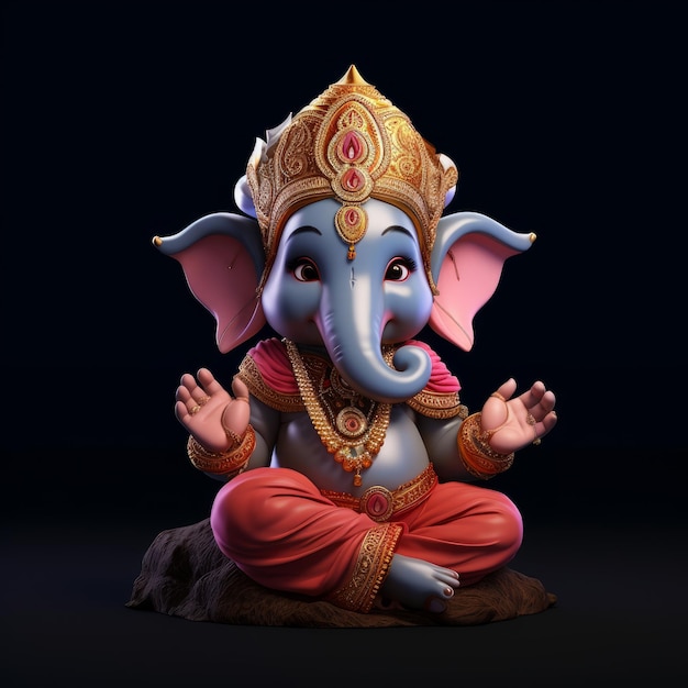 an attractive small ganesh with pink pants