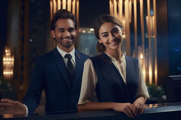 An Attractive Smiling Receptionist in a Hotel