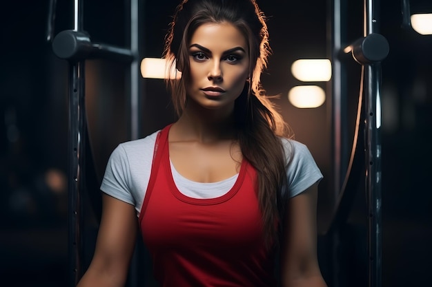 an attractive sport model posing in gym