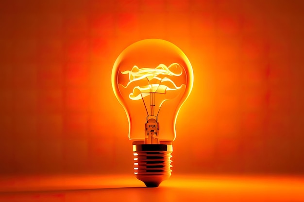 オレンジ色の背景に電球の魅力的なビジョン ビジョン生成 Ai のコンセプト