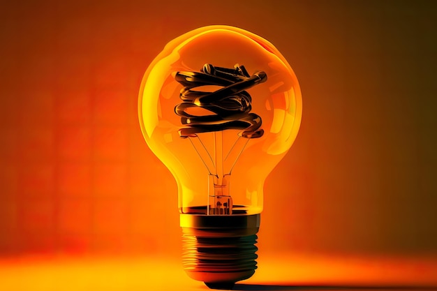 Attractive Vision in light bulb on orange background Concept for vision Generative Ai