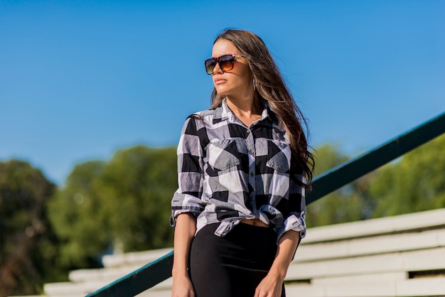 Attractive woman posing outdoors