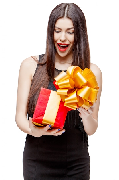 Attractive woman with gift box