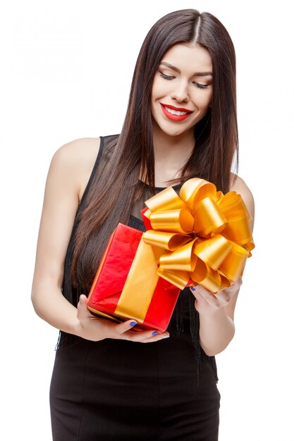 Attractive woman with gift box