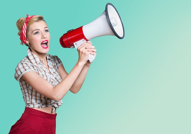 Attractive woman with megaphone