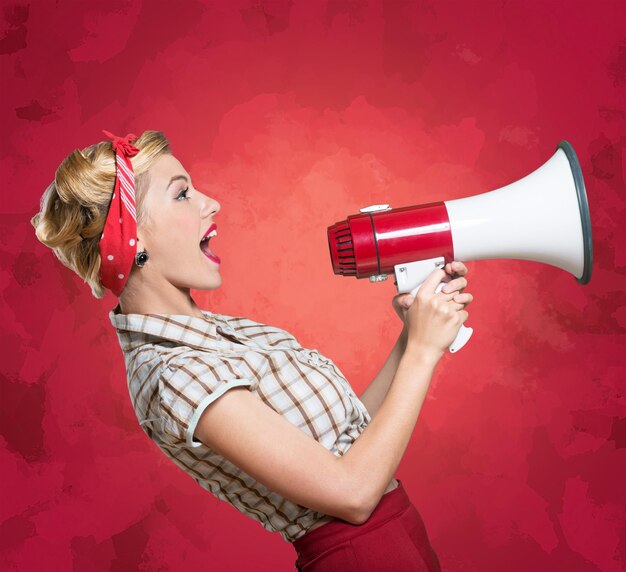 Attractive woman with megaphone