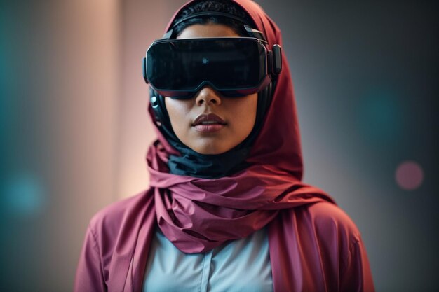 Attractive woman with vr glasses