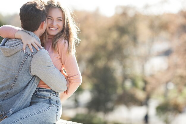 Attractive young couple having fun outdoors