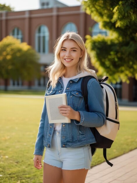 attractive young female student at the campus