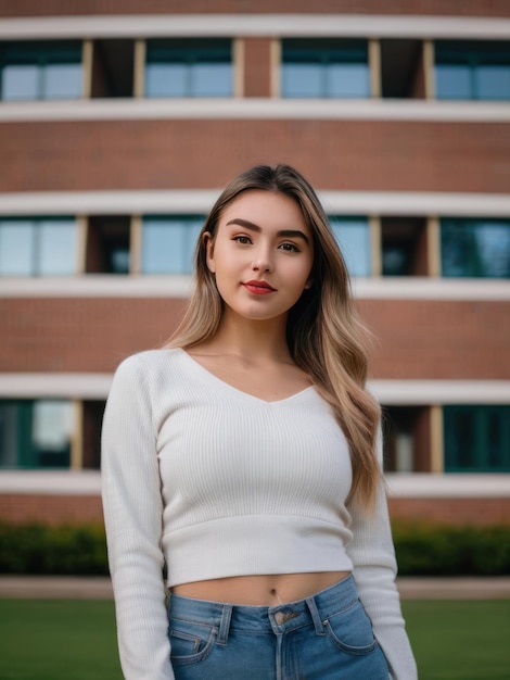 attractive young female student at the campus