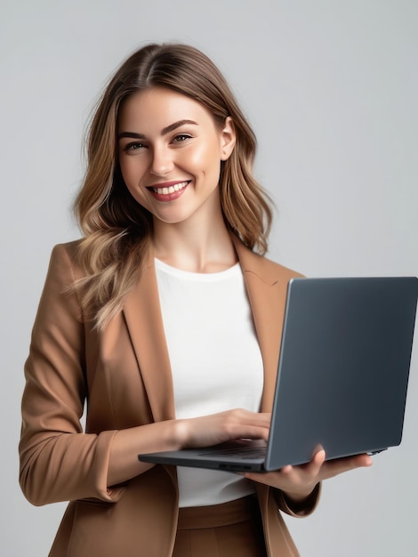 attractive young girl using laptop computer