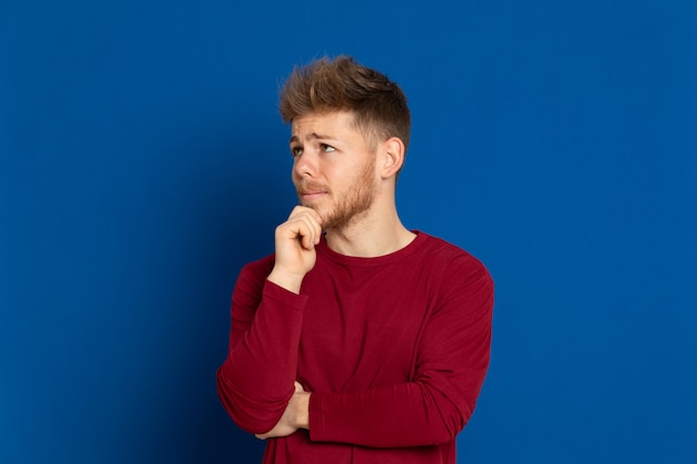 Attractive young guy with a red t-shirt