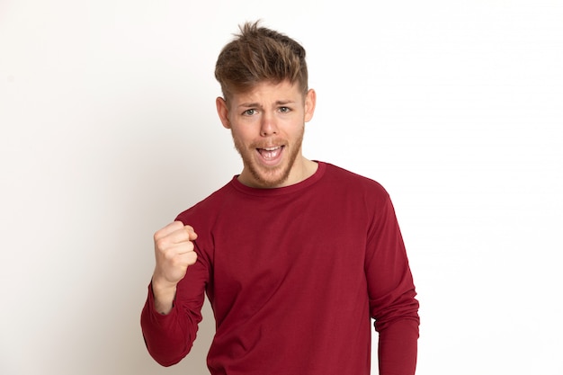 Attractive young guy with a red T-shirt