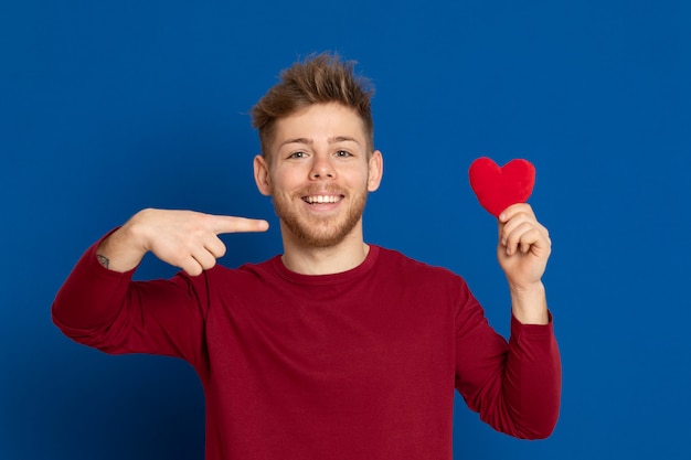 Attractive young guy with a red T-shirt