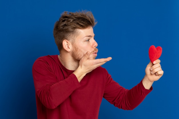 Attractive young guy with a red T-shirt