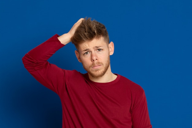 Attractive young guy with a red T-shirt