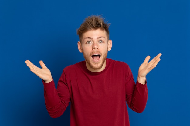 Attractive young guy with a red T-shirt