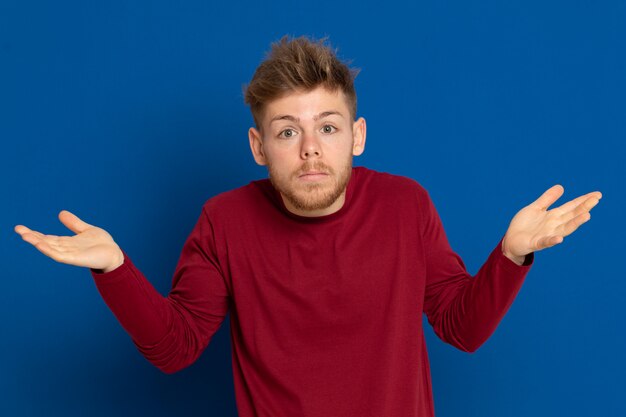 Attractive young guy with a red T-shirt