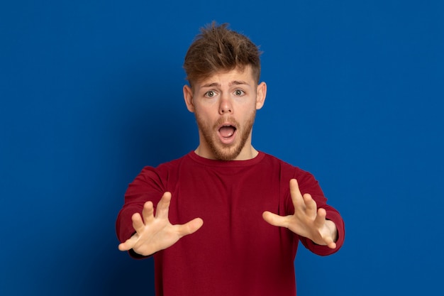 Attractive young guy with a red T-shirt