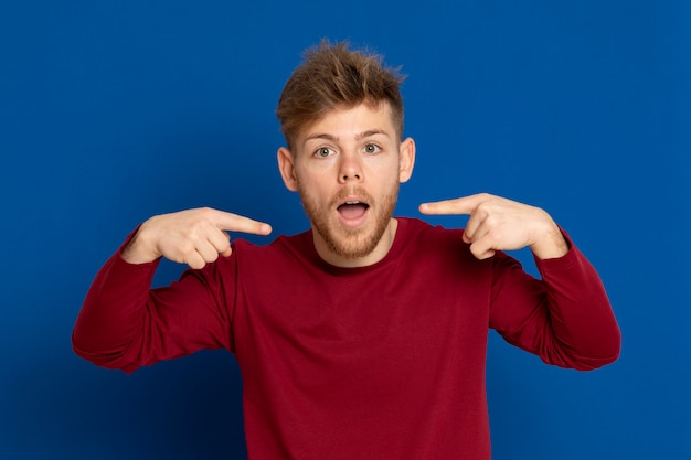 Attractive young guy with a red T-shirt