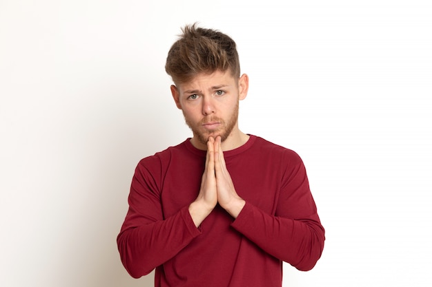 Attractive young guy with a red T-shirt