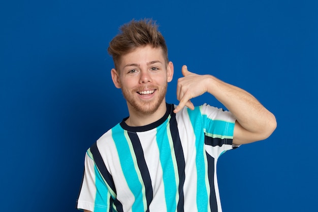 Attractive young guy with a striped T-shirt