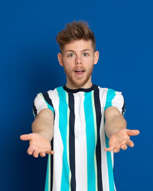 Attractive young guy with a striped t-shirt