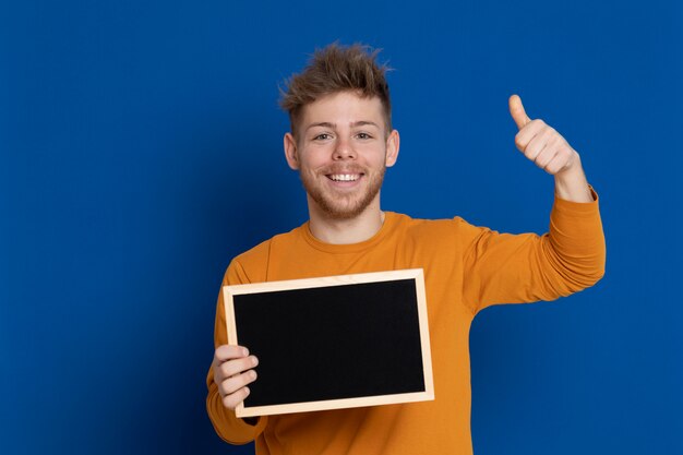 Attractive young guy with a yellow T-shirt