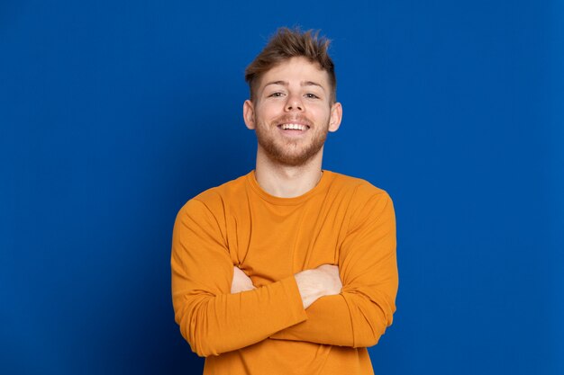 Attractive young guy with a yellow T-shirt