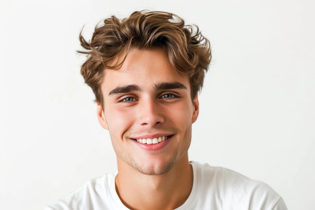 Attractive Young Man Captures Genuine Smile On White Background