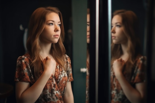 Photo an attractive young woman appearing to be standing in front of a mirror