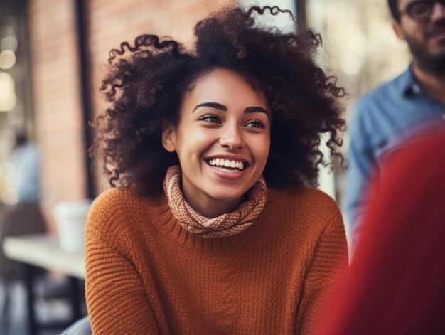 Attractive Young Woman With A Cheerful Face As She Talks To An Unseen Friend