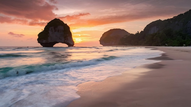 Photo atuh beach at sunrise in nusa penida bali indonesia