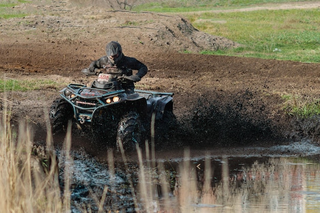 ATV and UTV competition with mud Offroad competition