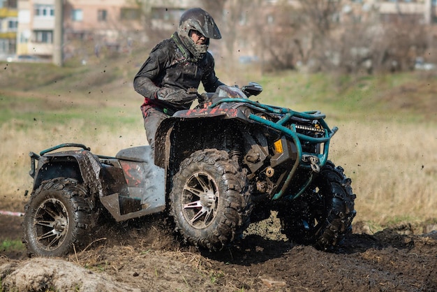 ATV and UTV competition with mud Offroad competition