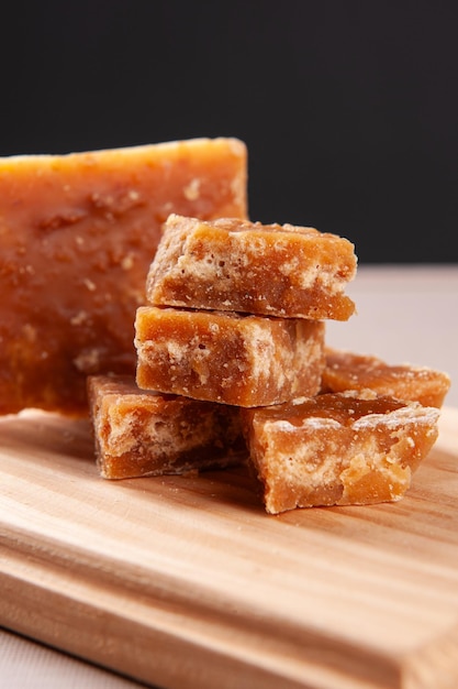 atypical sweet from northeastern brazil made from sugar cane called rapadura copy space selective f