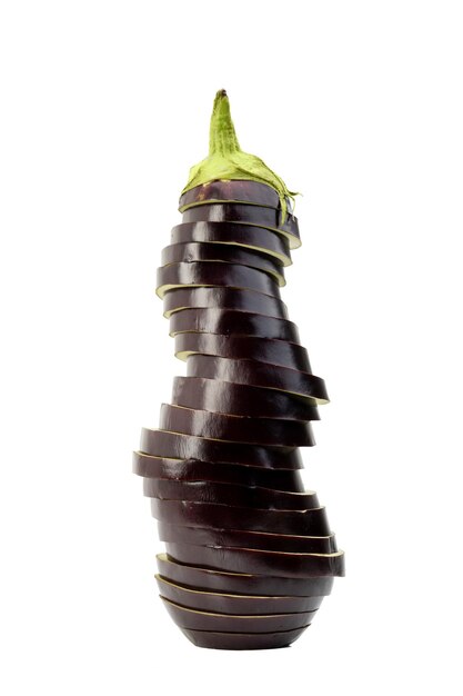 Aubergine or eggplant on white background