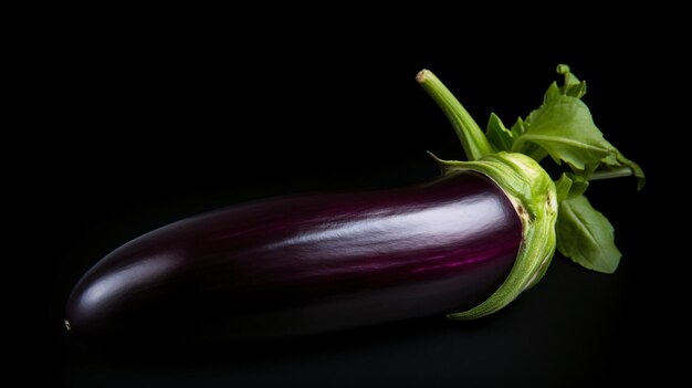 Aubergine with leave isolated on white background