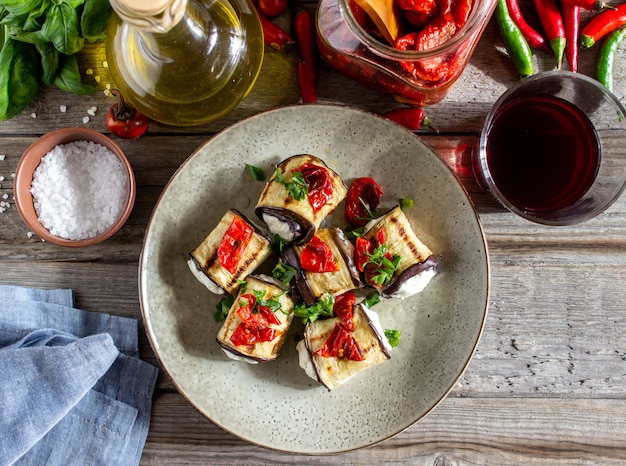 Auberginebroodjes Met Kaas