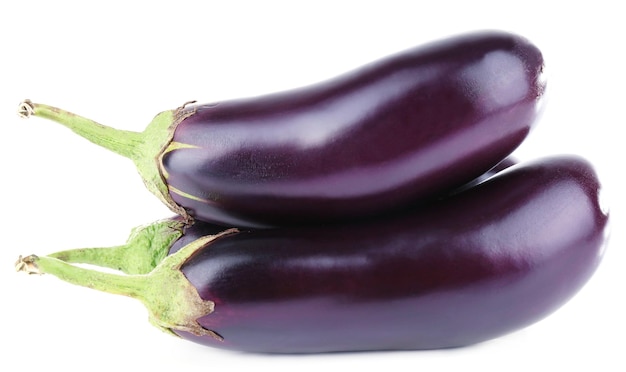 Aubergines isolated on white