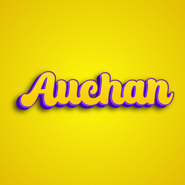 Auchan typography 3d design yellow pink white background photo jpg