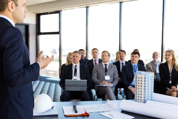 Audience at construction presentation