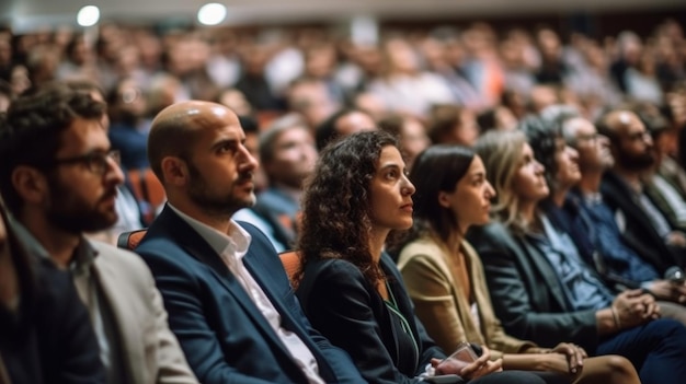 Audience leasting speaker at business conference Generative AI