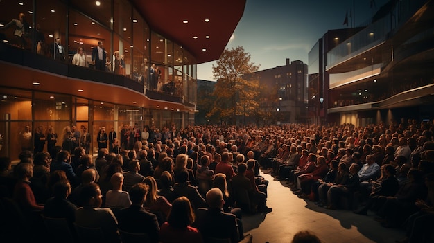 audience listens to the lecturer