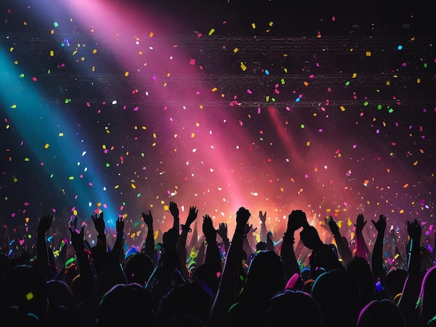Зрители подняли руки на концерте в рок-клубе.