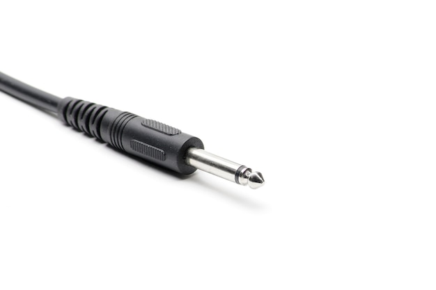 Audio cable with XLR and TRS jack connectors for microphones and professional audio equipment on an isolated white background