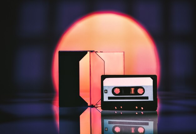 Audio cassette on an abstract.