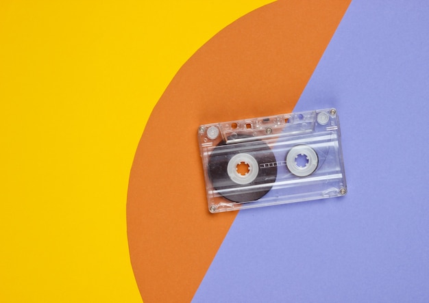 Audio cassette on colored paper