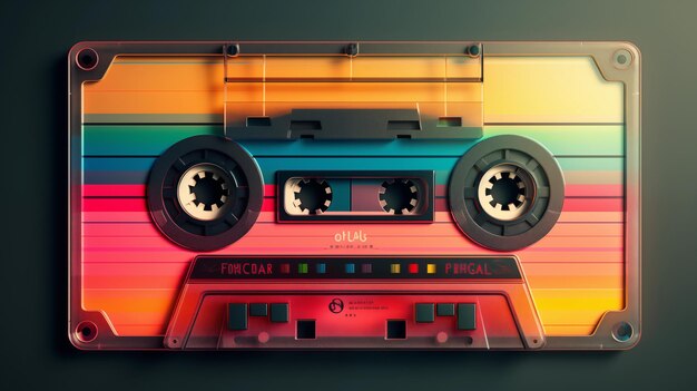 Foto audio cassette tape retro vintage muziek jaren tachtig feestliedjes 3d illustratie