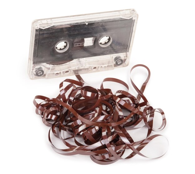 Photo audio cassette with tape tangle